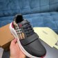 Replica Burberry Women's Ramsey Check & Leather Low-Top Sneakers - Black - Size 5