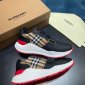 Replica Burberry Women's Ramsey Check & Leather Low-Top Sneakers - Black - Size 5