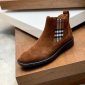 Replica Burberry Vintage Check Detail Suede Chelsea Boots