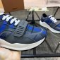 Replica Ramsey Blue Check Canvas Leather Logo Strap Low Top Sneakers.