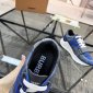 Replica Ramsey Blue Check Canvas Leather Logo Strap Low Top Sneakers.