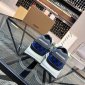 Replica Ramsey Blue Check Canvas Leather Logo Strap Low Top Sneakers.