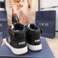 Replica DIOR - B27 High-top Sneaker Black Smooth Calfskin With Beige And Black Oblique Jacquard