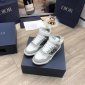 Replica DIOR - B27 High-top Sneaker Gray And White Smooth Calfskin With Beige And Black Oblique Jacquard