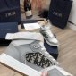 Replica DIOR - B27 High-top Sneaker Gray And White Smooth Calfskin With Beige And Black Oblique Jacquard