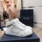 Replica DIOR - B27 High-top Sneaker White And Gray Smooth Calfskin With White Oblique Galaxy Leather