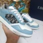 Replica DIOR Kids - B27 Kid's Low-top Sneaker Sky Blue, Gray And White Smooth Calfskin With Beige And Black Oblique Jacquard