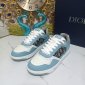 Replica DIOR Kids - B27 Kid's Low-top Sneaker Sky Blue, Gray And White Smooth Calfskin With Beige And Black Oblique Jacquard
