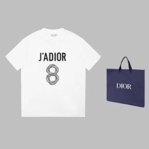 'J'ADIOR 8' T-Shirt Black Cotton Jersey and Linen 