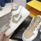 Replica Nike Men's Jordan 1 Mid Hemp/White-Gum Yellow, Hemp/White/Gum Yellow, 8