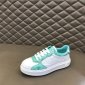 Replica Prada Downtown Logo Low Top Sneaker in Bianco/Pavone at Nordstrom