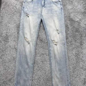 Dolce & Gabbana Denim - Light blue regular-fit stretch jeans with rips Multicolor male 