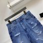 Replica Men's Straight Ripped Jean Shorts Distressed Fit Destroyed Short Jean Pants Casual Summer Knee Lenght Jeans With Hole (Blue,XX-Large)