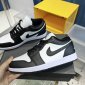 Replica Nike Men's Air Jordan 1 Low Black/Particle Grey, Black/Particle Grey/White