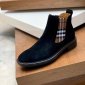 Replica Burberry Men's Vintage Check Panel Suede Chelsea Boots, Brown