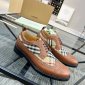 Replica Burberry Men's Luxury Shoes Tailor Brogue Brown Leather Derbies With Vintage Pattern