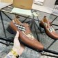 Replica Burberry Men's Luxury Shoes Tailor Brogue Brown Leather Derbies With Vintage Pattern