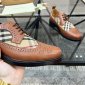 Replica Burberry Men's Luxury Shoes Tailor Brogue Brown Leather Derbies With Vintage Pattern