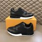 Replica Louis Vuitton Black Leather, Mesh and Monogram Canvas Run Away Sneakers