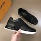 Replica Louis Vuitton Black Leather, Mesh and Monogram Canvas Run Away Sneakers