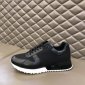 Replica Louis Vuitton Black Leather, Mesh and Monogram Canvas Run Away Sneakers