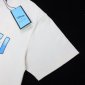 Replica Gucci T-shirt Printed Blue Logo in White