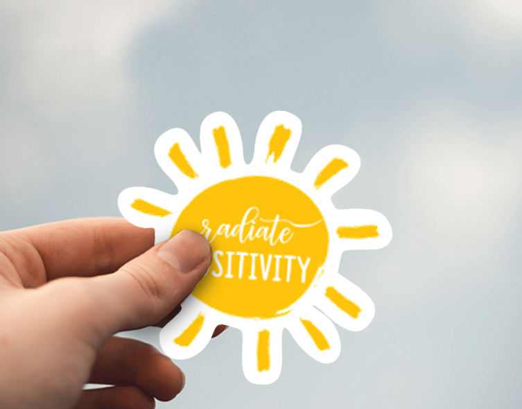 Radiate Positivity Sun Die-Cut Sticker - Customize Stickers