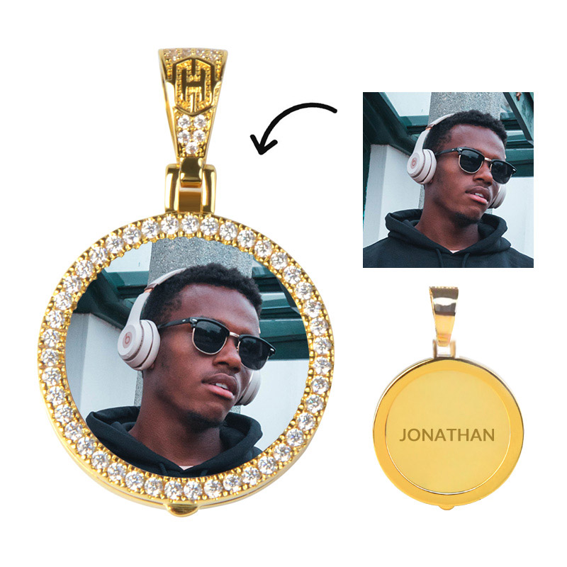 Custom Small Size Photo Pendant - 26mm/1 Gold With Street Luxury Shine - Image 3
