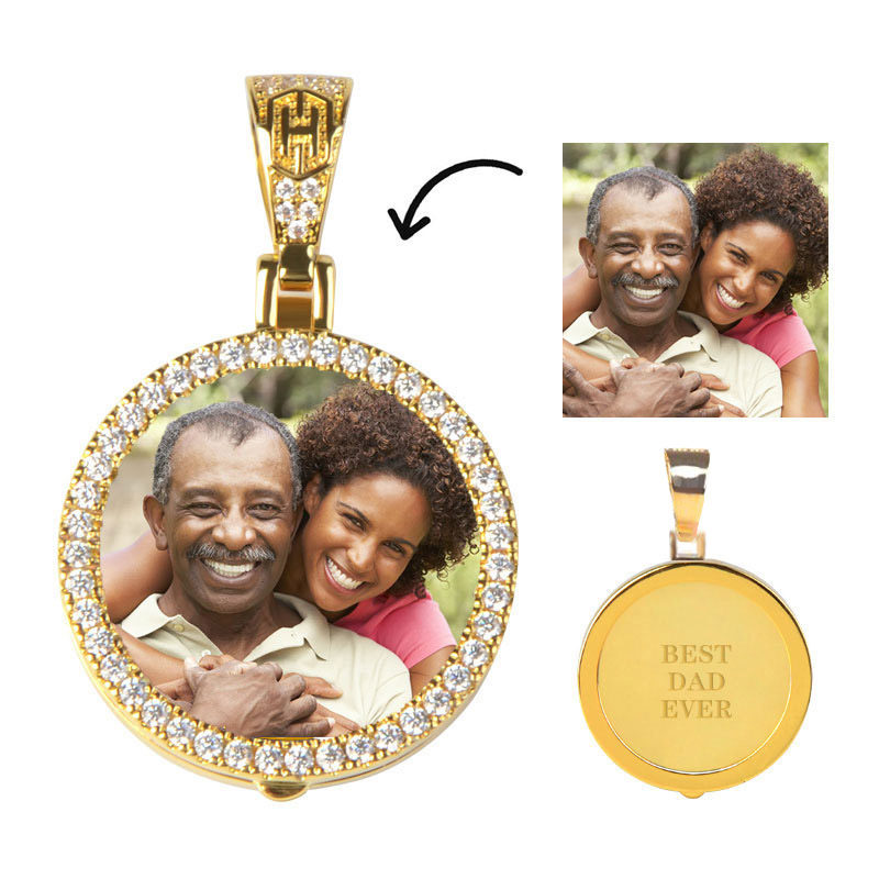 Custom Small Size Photo Pendant - 26mm/1 Gold With Street Luxury Shine - Image 4