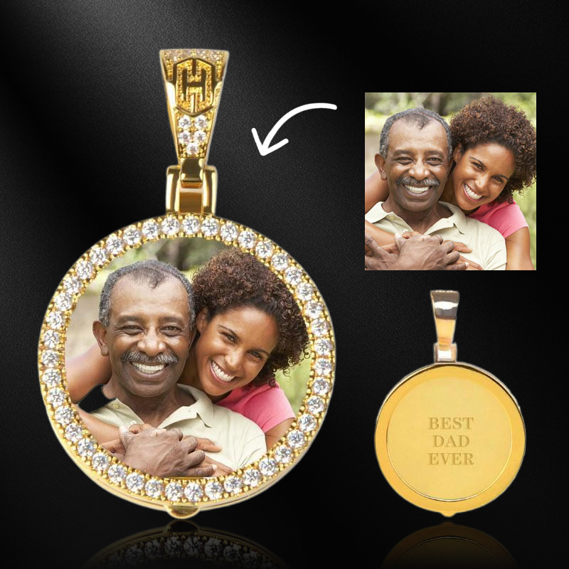 Custom Small Size Photo Pendant - 26mm/1 Gold With Street Luxury Shine