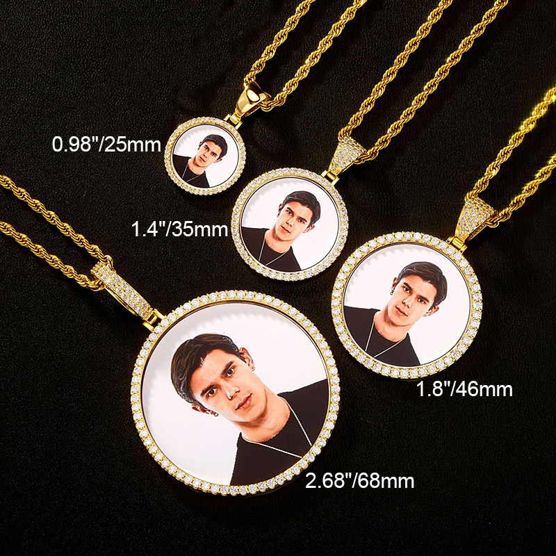 Iced Out Custom Circle Photo Pendant In Gold With Street Luxury Shine - Image 3