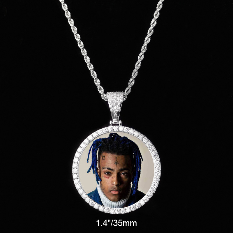 Iced Out Custom Circle Photo Pendant In Gold With Street Luxury Shine - Image 4
