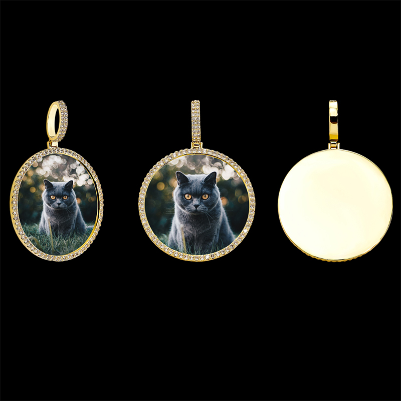 Iced Out Custom Circle Photo Pendant In Gold With Street Luxury Shine - Image 5