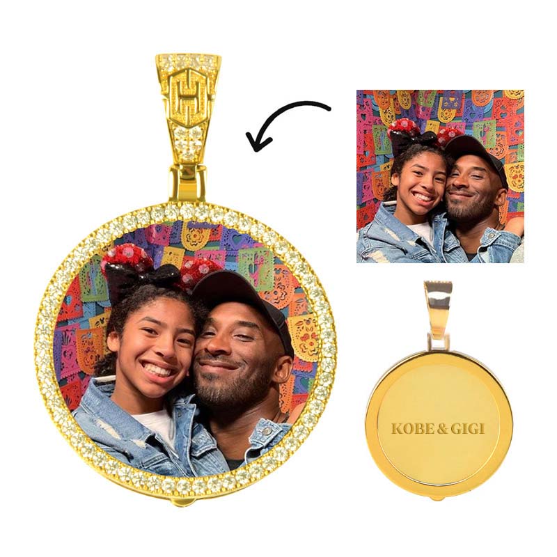 Custom Medium Size Photo Pendant -38mm/1.5 Gold With Street Luxury Shine - Image 3