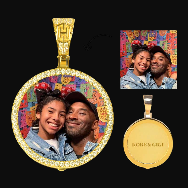 Custom Medium Size Photo Pendant -38mm/1.5 Gold With Street Luxury Shine