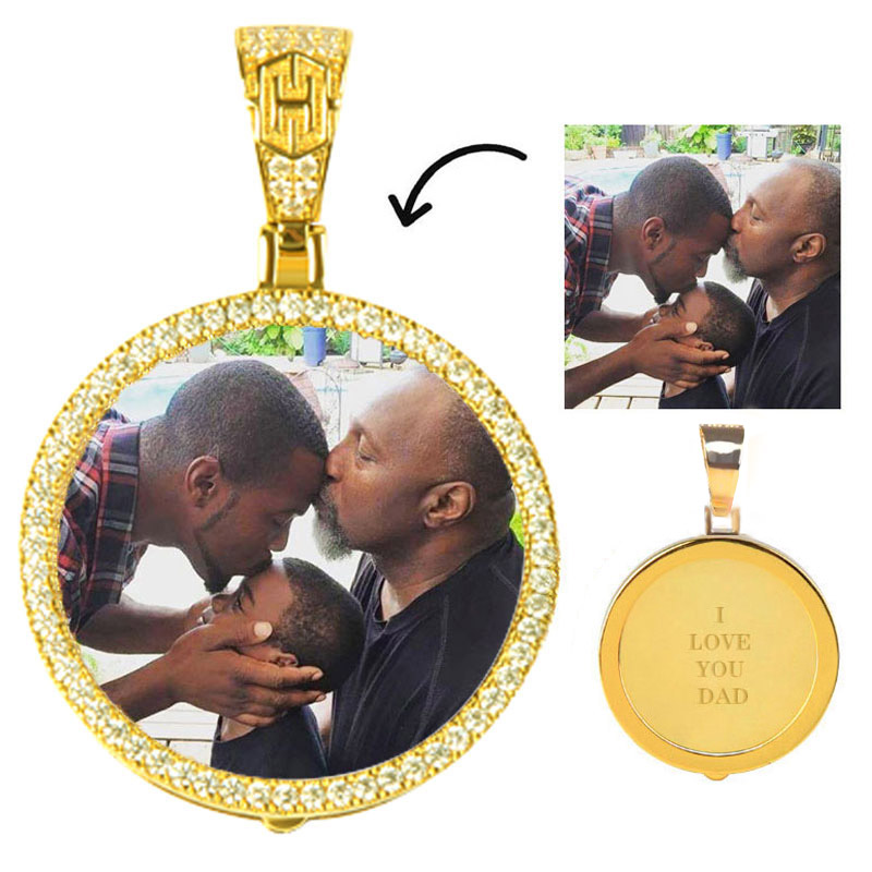 Custom Large Size Photo Pendant - 60mm/2.36 Gold With Street Luxury Shine - Image 4