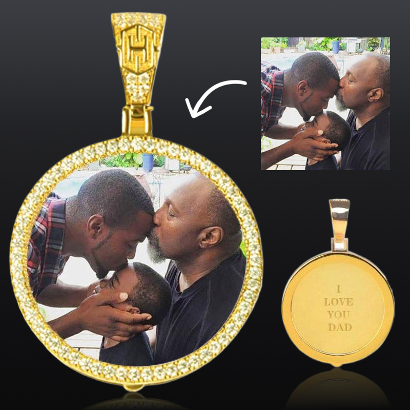 Custom Large Size Photo Pendant - 60mm/2.36 Gold With Street Luxury Shine