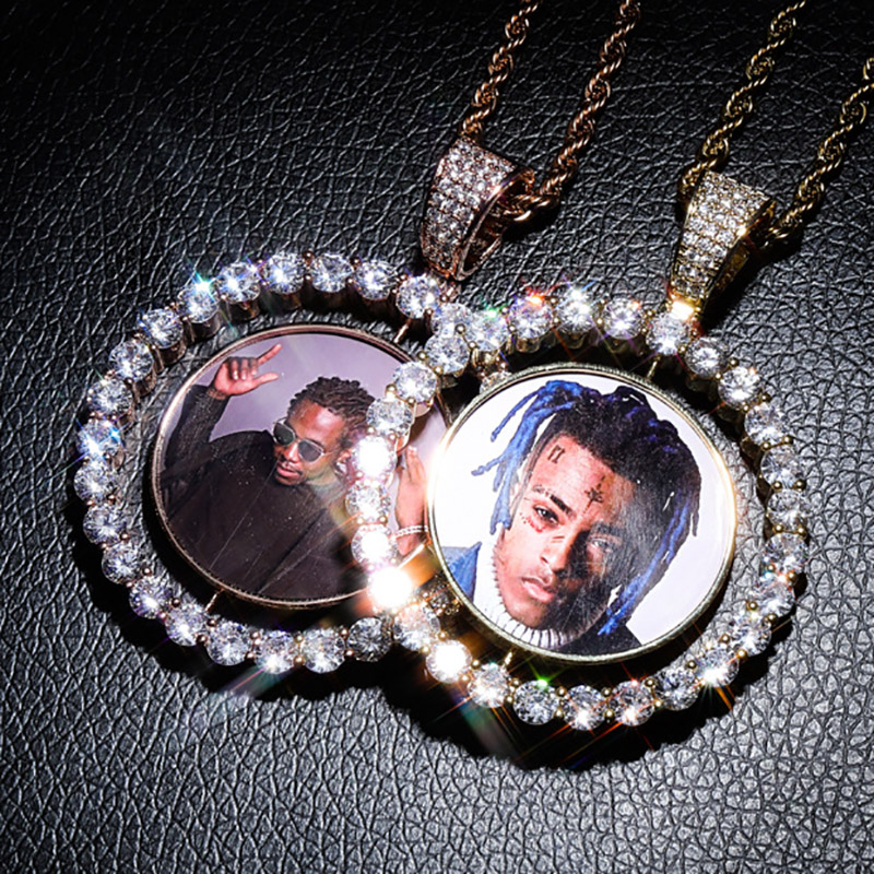 Iced Out Custom Rotating Photo Pendant Gold With Street Luxury Shine
