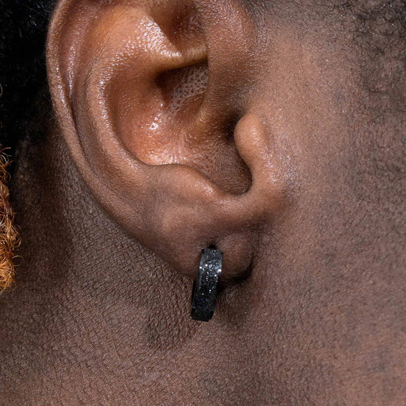 Titanium Steel Frosted Hoop Earrings Silver With Street Luxury Shine - Image 3