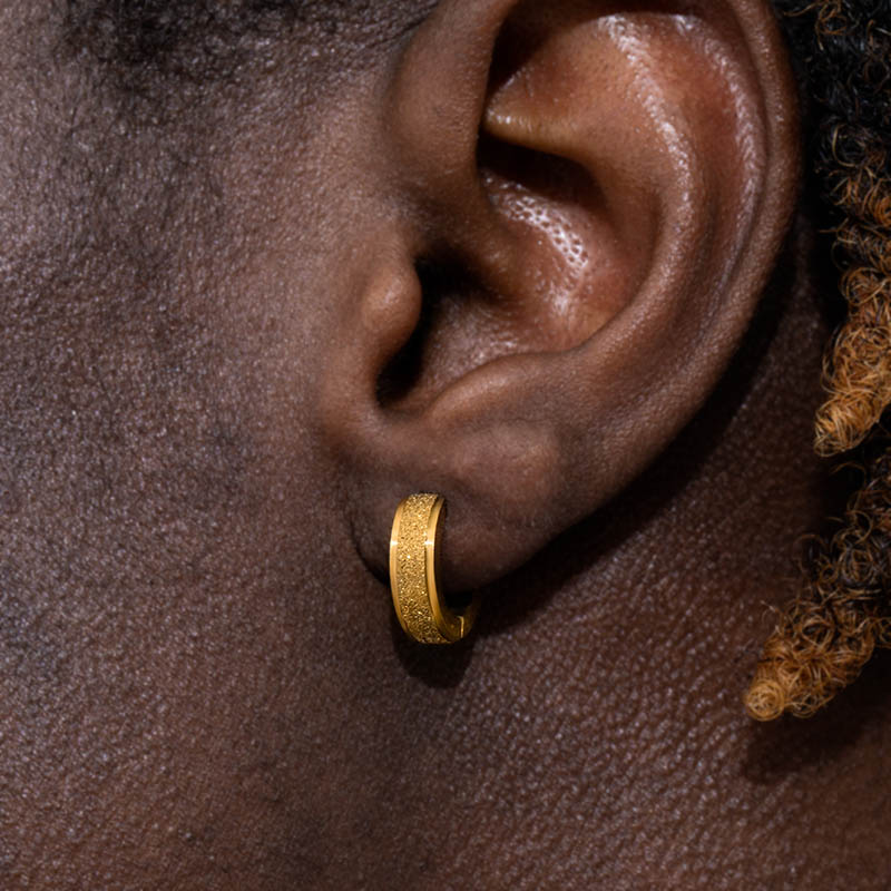 Titanium Steel Frosted Hoop Earrings Silver With Street Luxury Shine