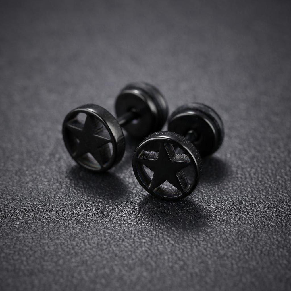 Titanium Steel Five-pointed Stud Earrings Silver With Street Luxury Shine - Image 3