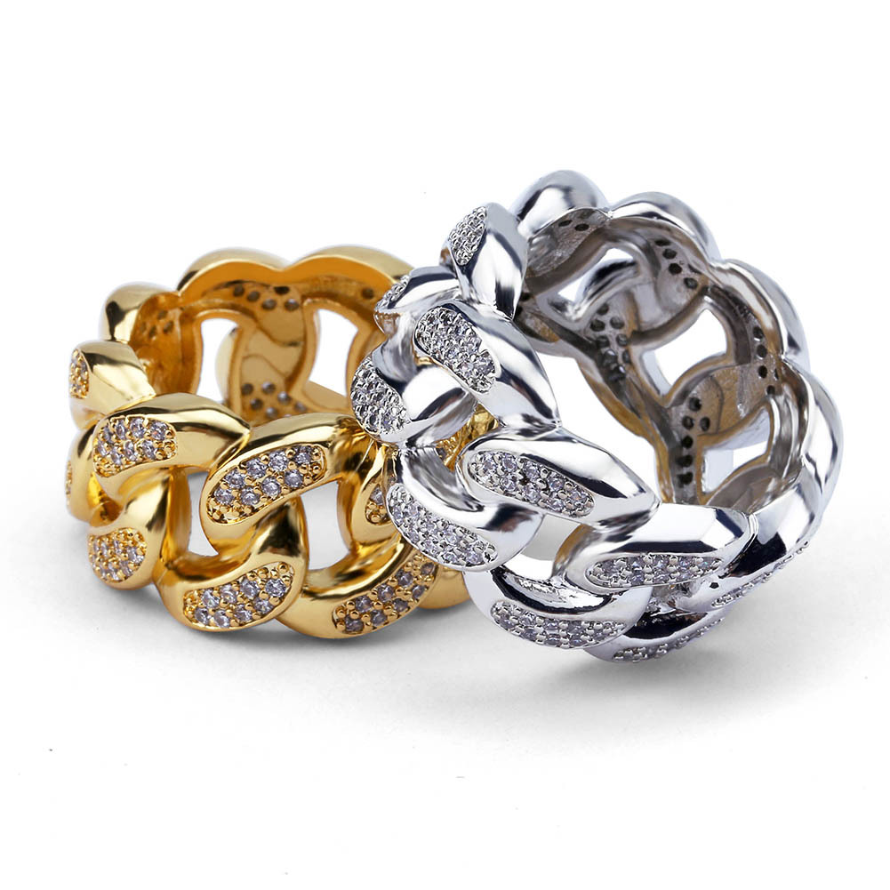 Iced Out 13mm Cuban Ring In White Gold Gold Shine With Street Luxury - Image 3