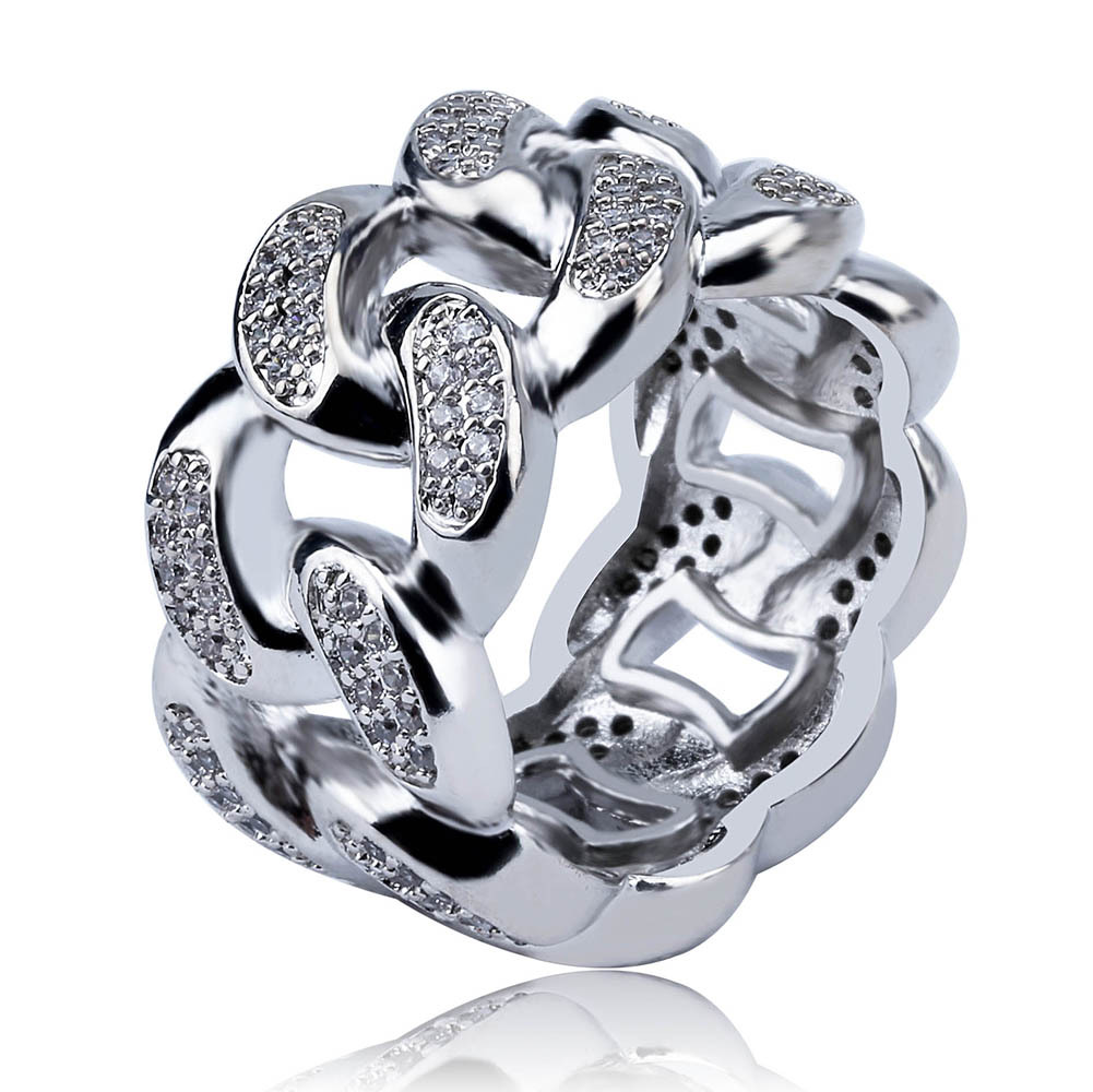 Iced Out 13mm Cuban Ring In White Gold Gold Shine With Street Luxury