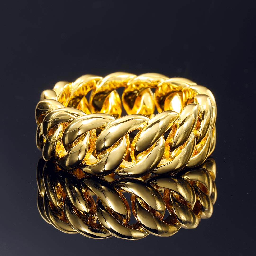 10mm Cuban Rings In Gold Gold With Bold Statement Appeal - Image 3
