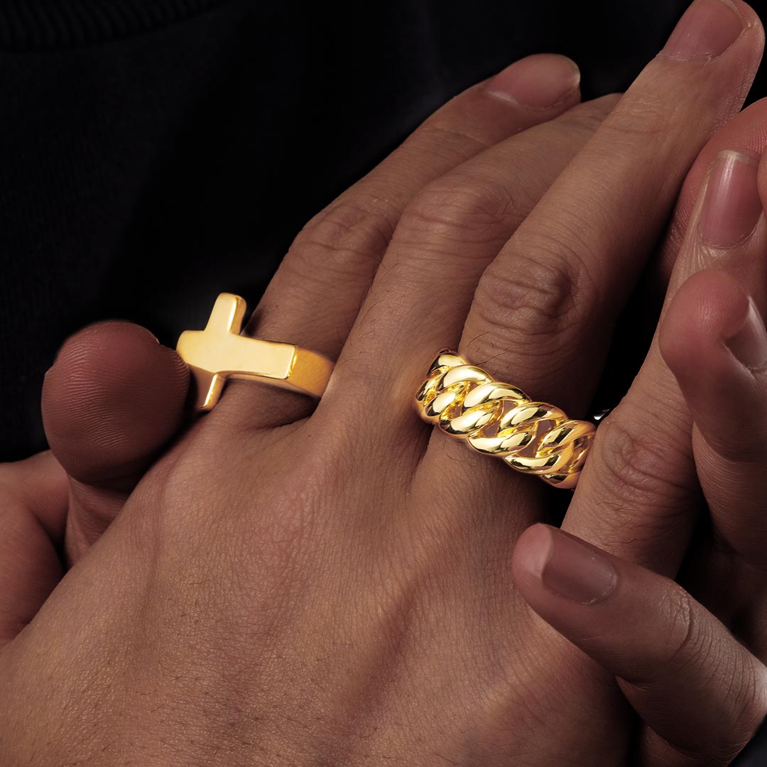 10mm Cuban Rings In Gold Gold With Bold Statement Appeal - Image 4