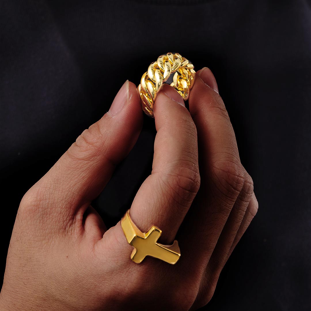 10mm Cuban Rings In Gold Gold With Bold Statement Appeal - Image 5