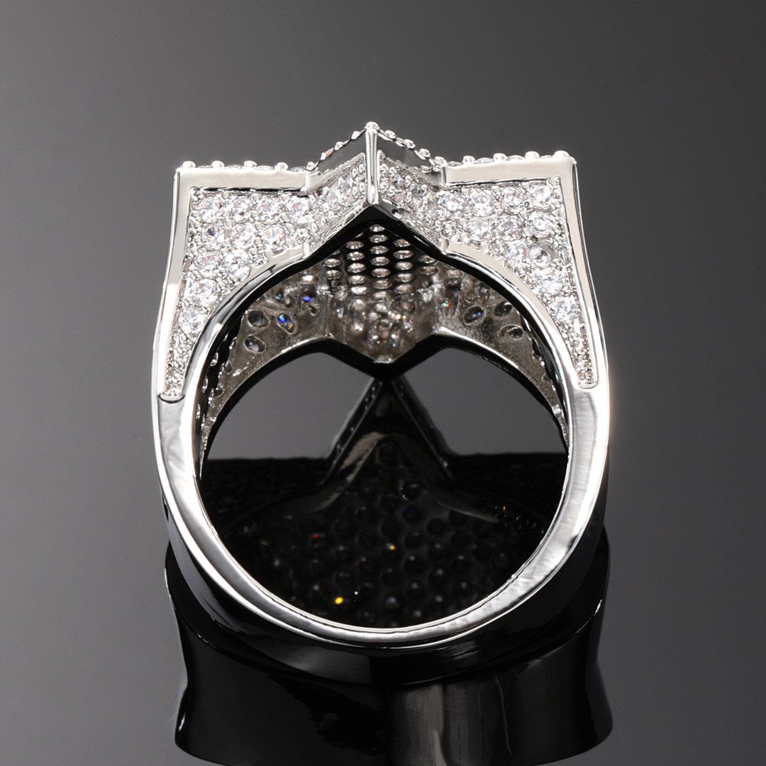 Iced Out Star Of David Ring In White Gold With Street Luxury Shine - Image 4