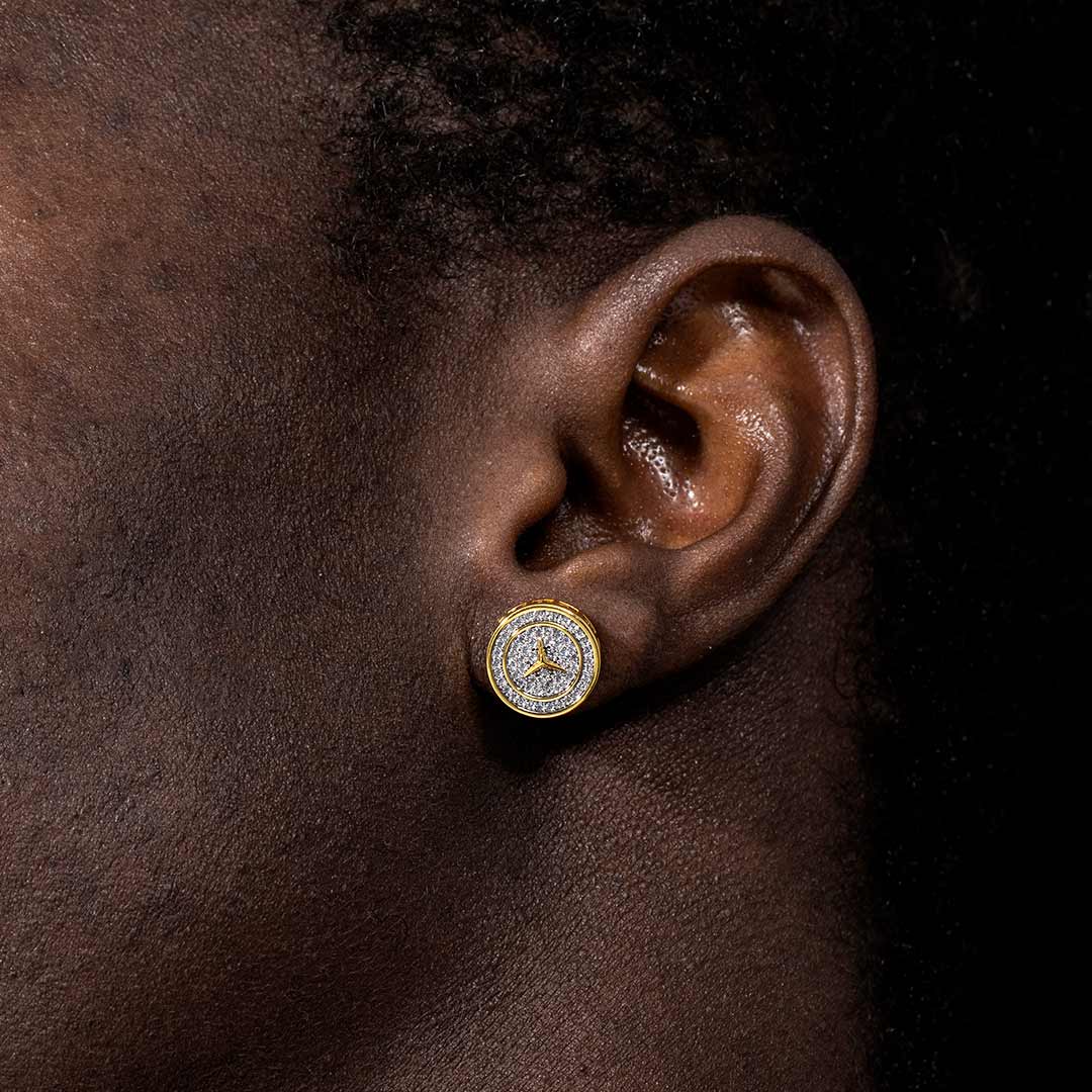 Three-pointed Star Pave Diamonds Stud Earring Gold With Street Luxury Shine - Image 3