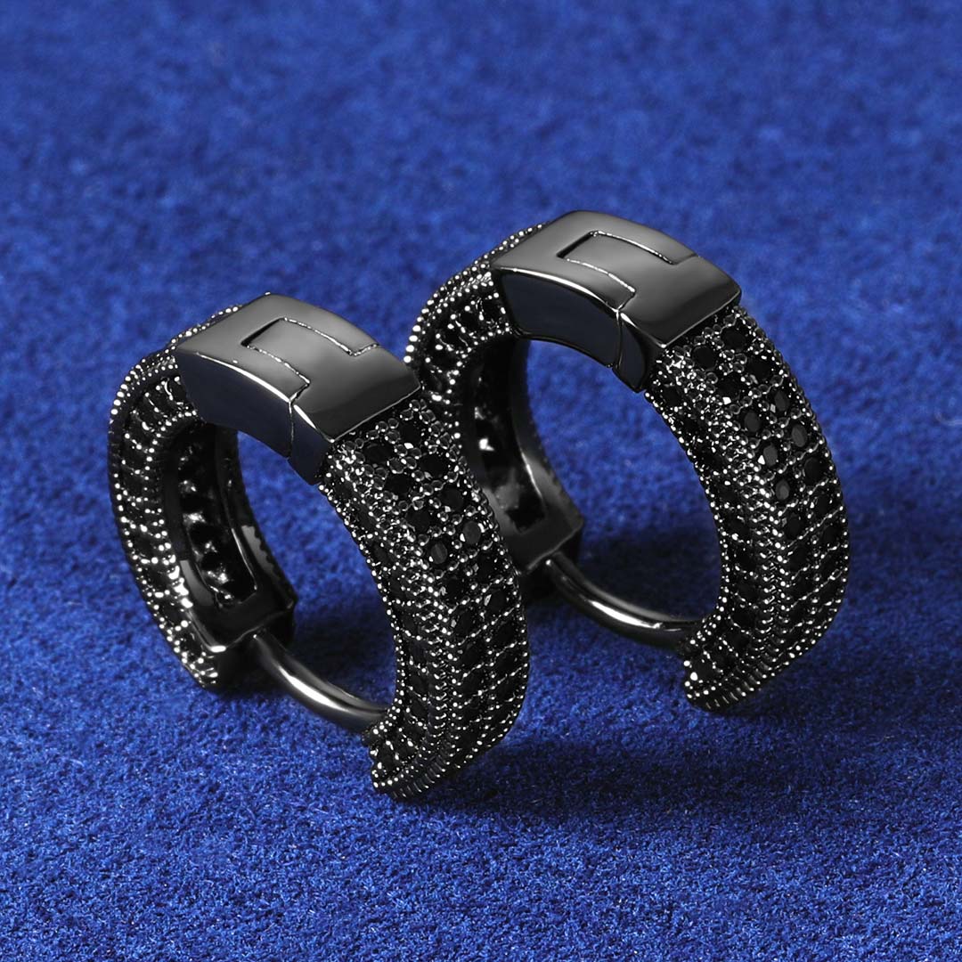 Iced Out Hoop Earring In Black Silver Premium Look Without Heavy Price - Image 5