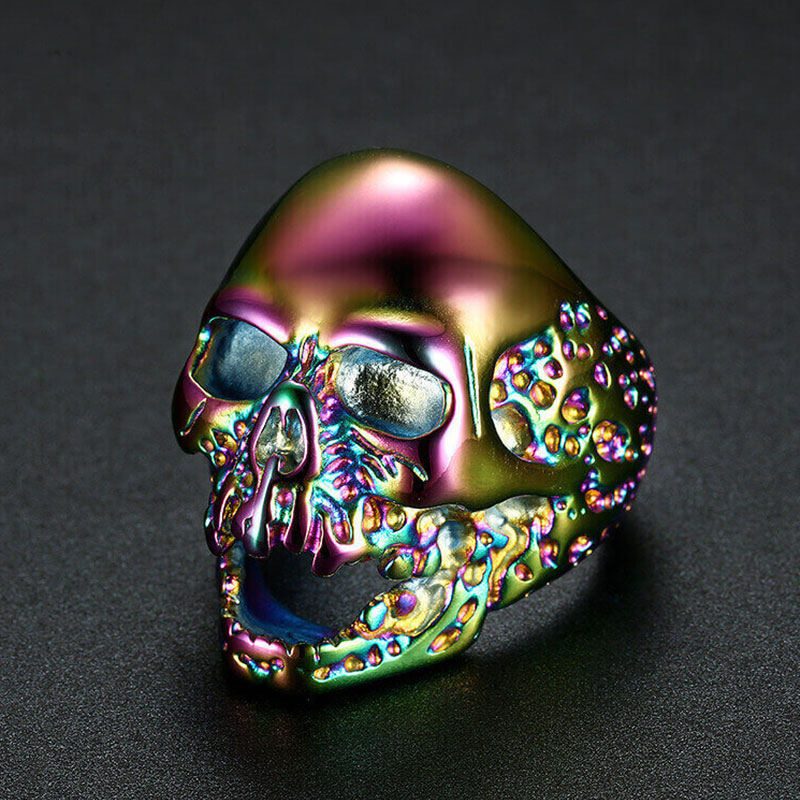Colorful Skull Titanium Steel Ring Bold Statement Style With Street Luxury
